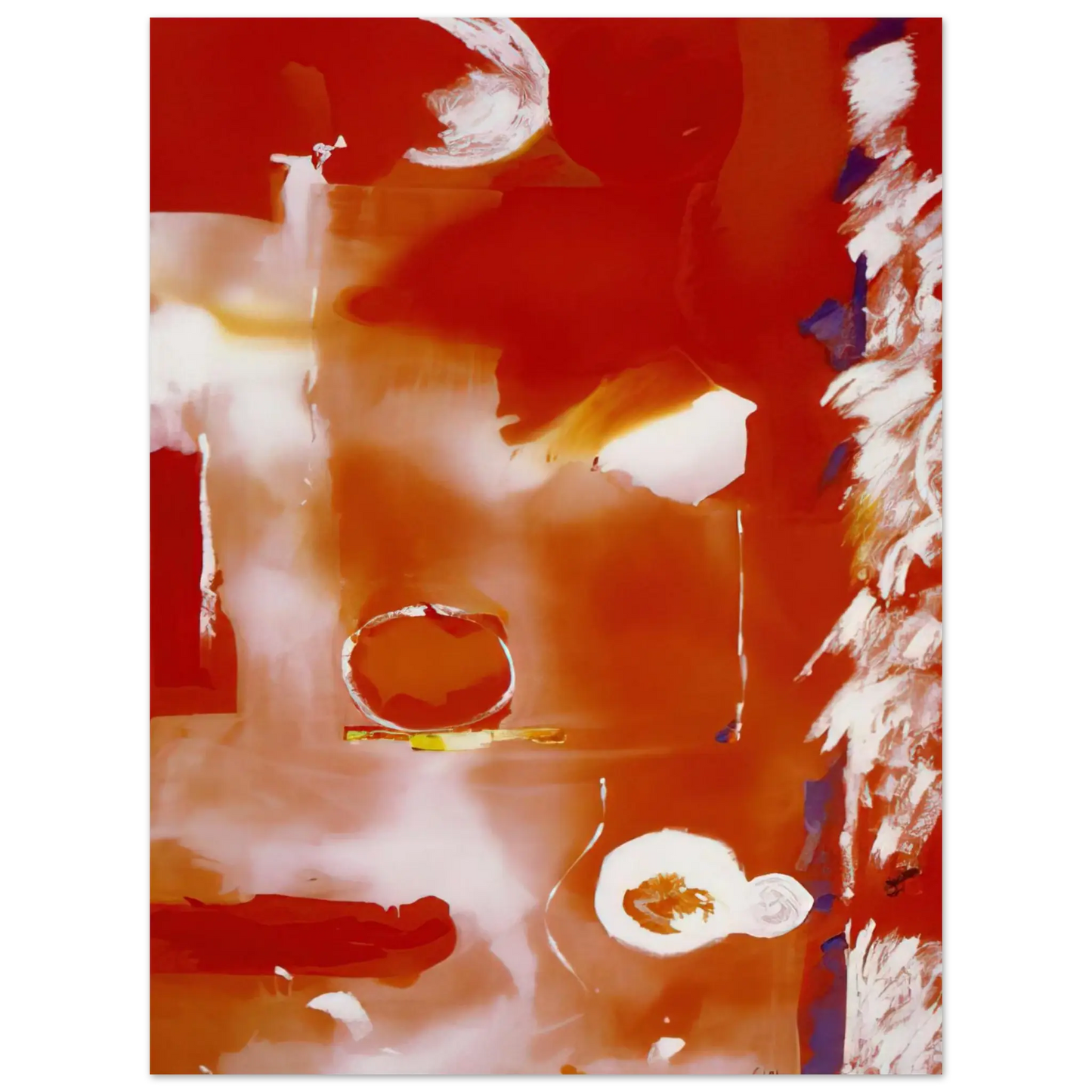 Helen Frankenthaler - Seeing the Moon on a Hot Summer Day - 1987 Wall art - 21x29.7 cm / 8x12" - Premium Wooden Framed Poster With Fine Art Paper - Wood frame