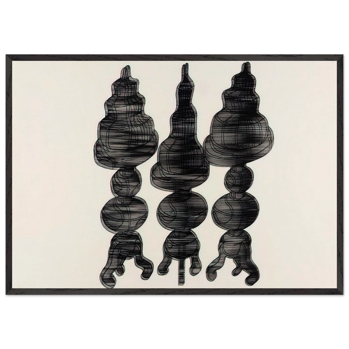 3 Cakes on Swivel Chairs - 1971 - Dieter Roth 70x100 cm / 28x40 inches Framed Art Print – Black Wooden Frame