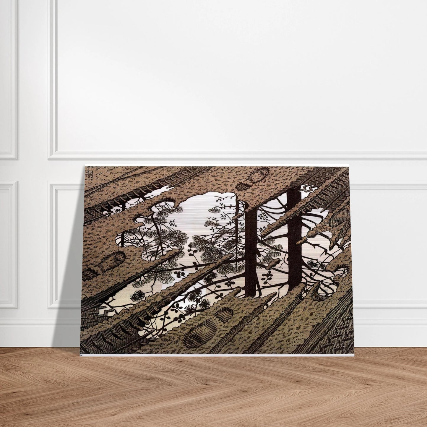 PUDDLE - MC Escher Brushed Aluminum Print - 70x100 cm / 28x40 inches | MC Escher Aluminum Print | MC Escher Prints