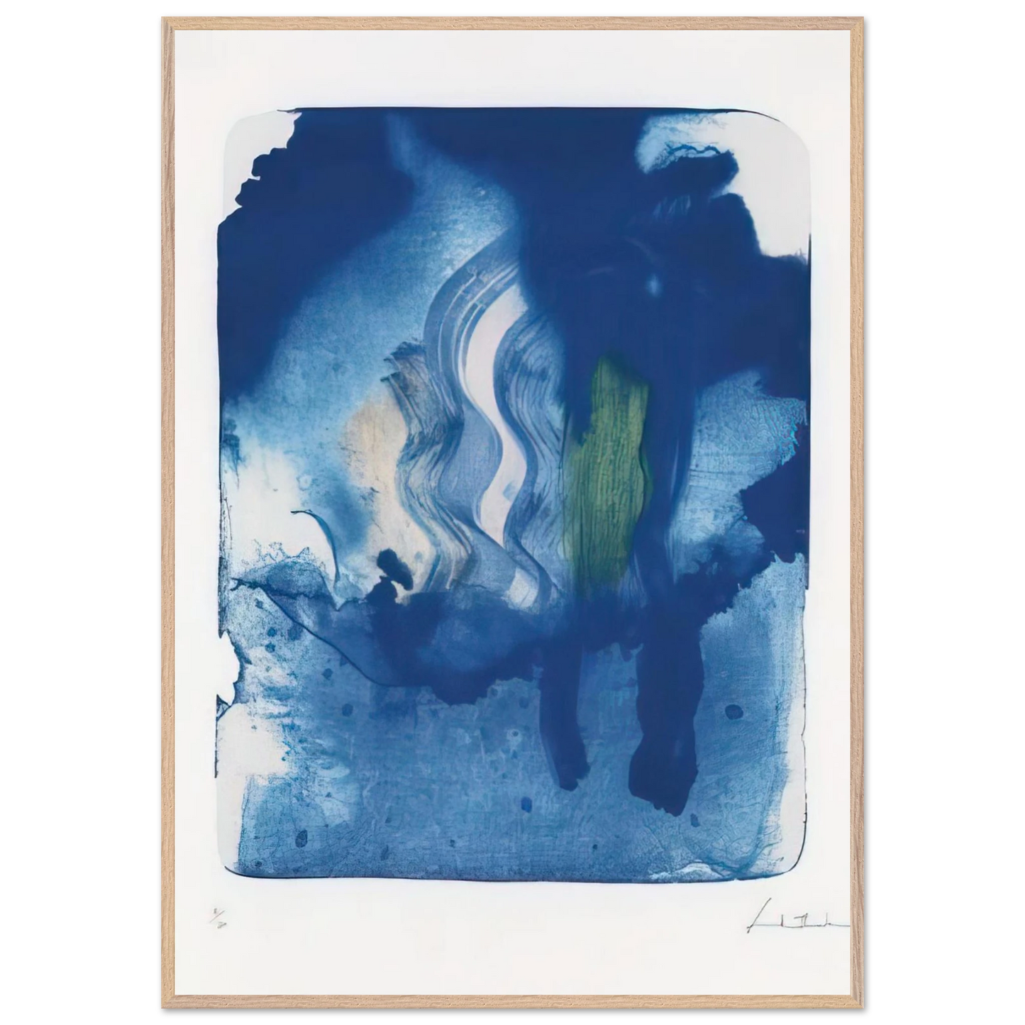 Helen Frankenthaler - Reflections V - 1995 Wall art - 27x35 cm / 11x14 inches - Premium Wooden Framed Poster With Fine Art Paper-canvas - White frame
