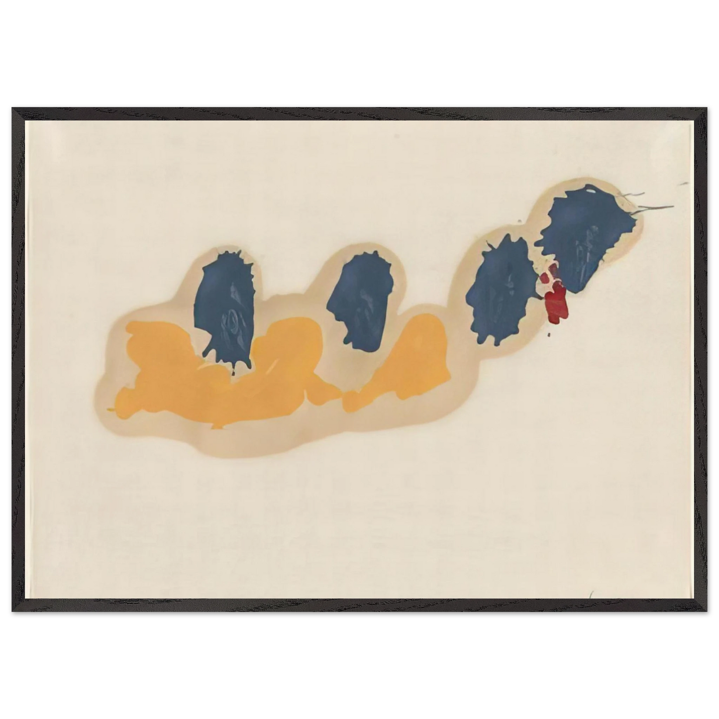 Helen Frankenthaler - April IV - 1960 Wall art - 28x43  cm / XL (11x17 inches) - Premium Wooden Framed Poster With Fine Art Paper-canvas - Wood frame