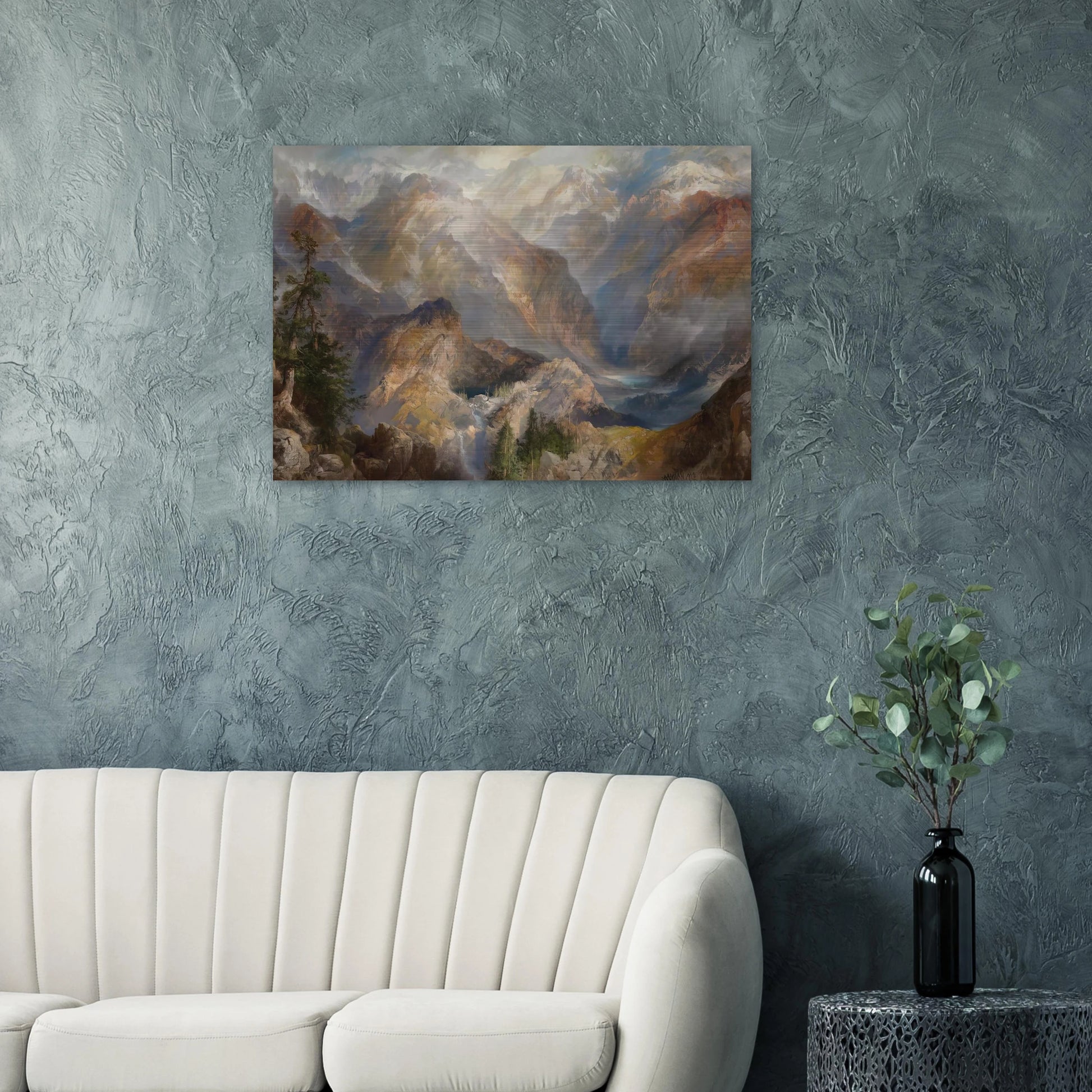 Morning in the Sierras - Thomas Moran Brushed Aluminum Print - 70x100 cm / 28x40 inches | Thomas Moran Aluminum Print | Thomas Moran Prints