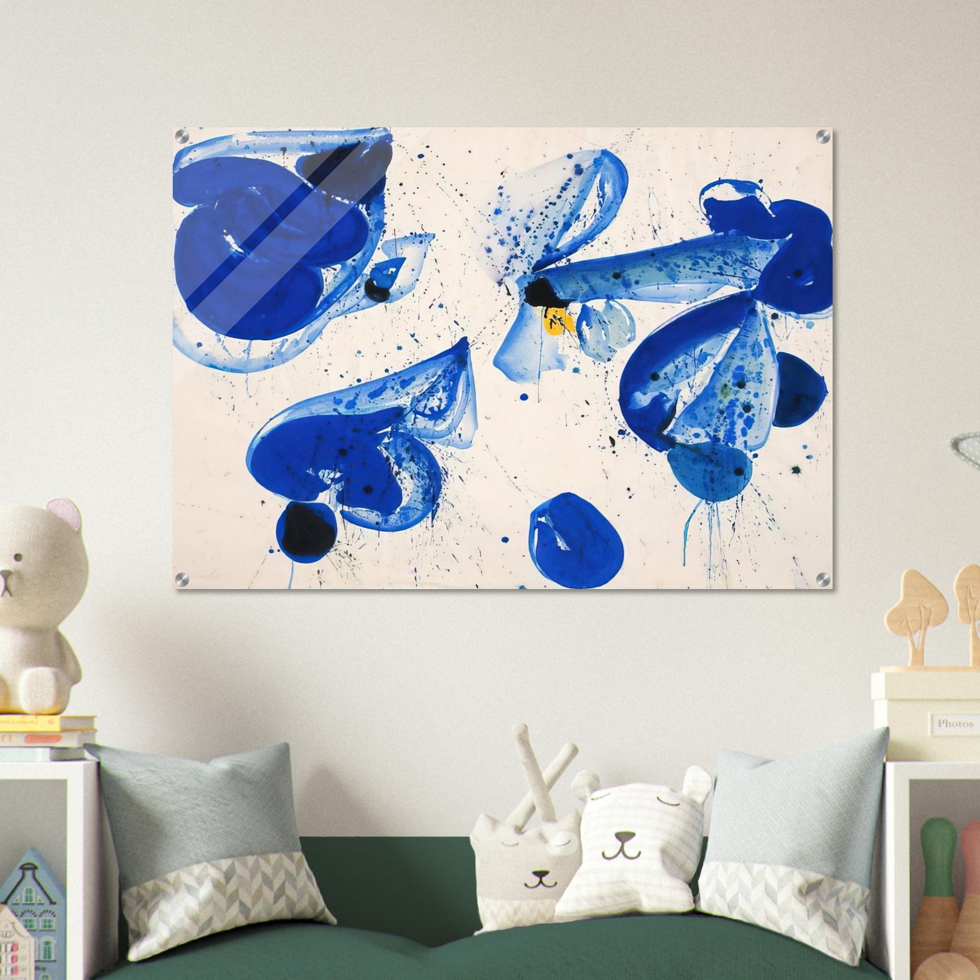Untitled  Blue Balls from Cross #9  - Sam Francis Acrylic Print - 70x100 cm / 28x40″ inches | Sam Francis Wall Art | Sam Francis Prints