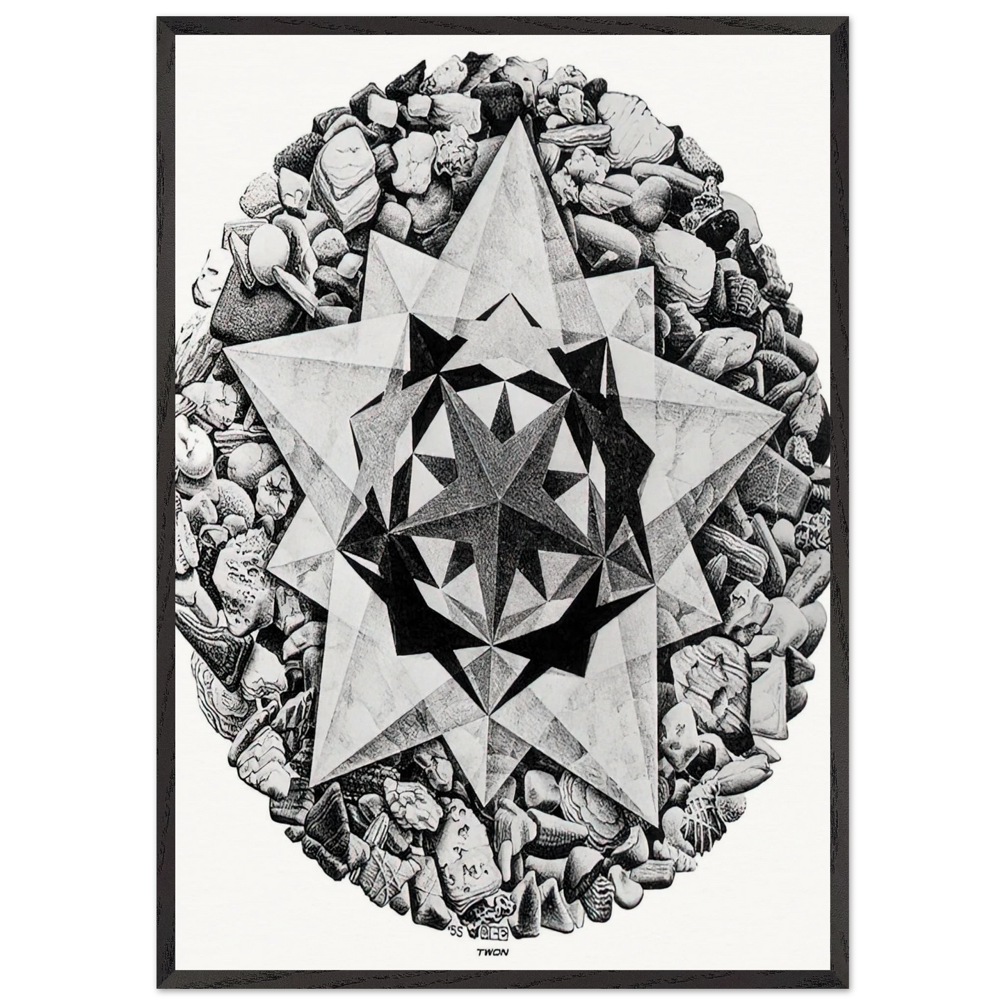 ESCHER 1 - MC Escher 70x100 cm / 28x40 inches Framed Art Print – Black Wooden Frame | Maurits Cornelis Escher Prints