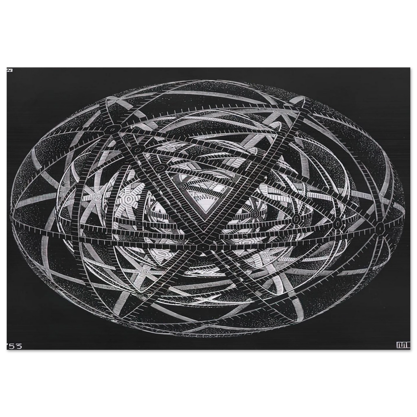 CONCENTRIC RINDS - MC Escher Brushed Aluminum Print - 70x100 cm / 28x40 inches | MC Escher Aluminum Print | MC Escher Prints