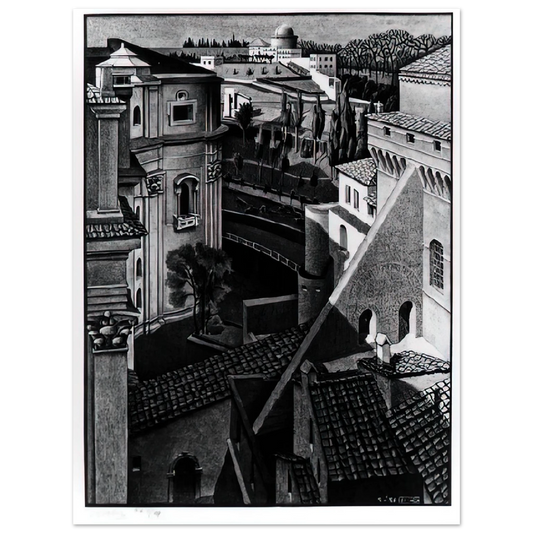 MC Escher - BERWEEN ST PETER AND SISTINE CHAPEL MARCH 1936 1936 Wall Art - 21x29.7 cm / 8x12" - Fine Art Poster-canvas - -