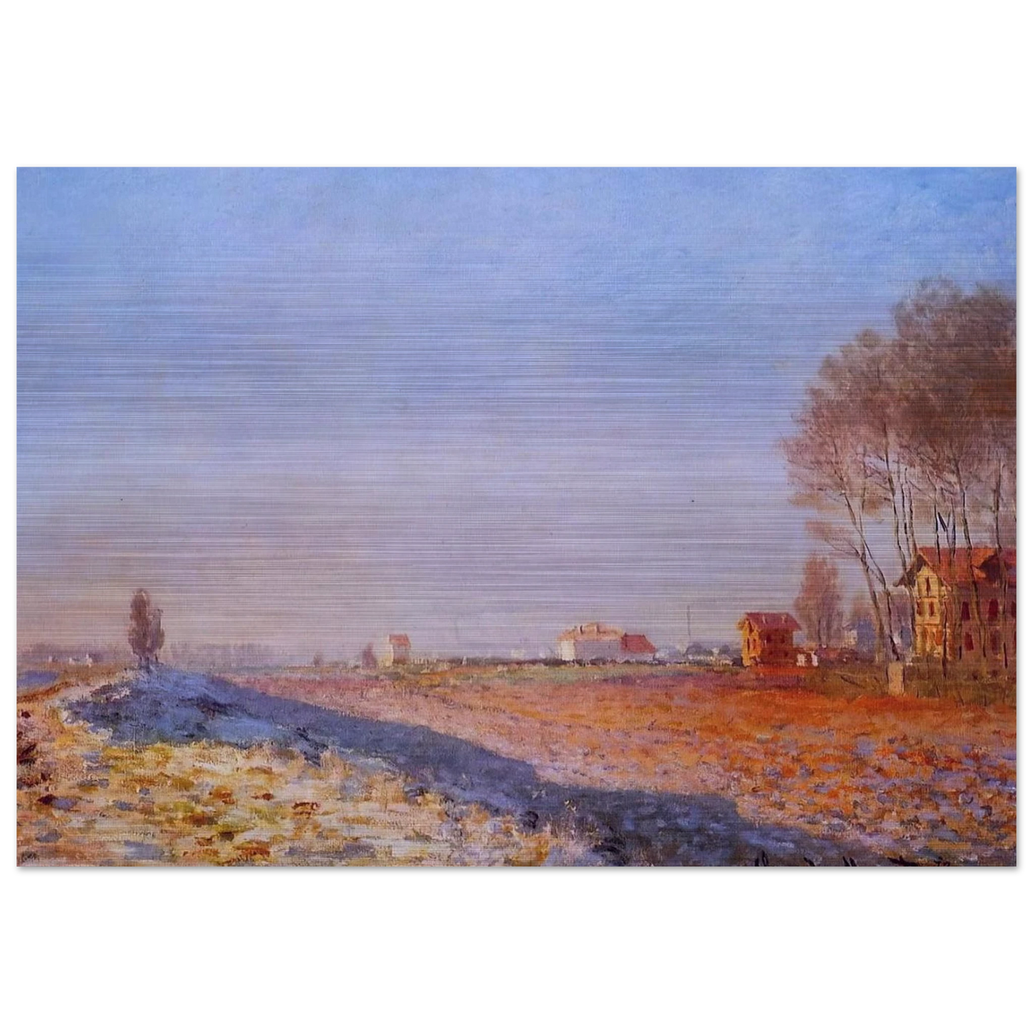 The Plain of Colombes, White Frost - claude monet Brushed Aluminum Print - 70x100 cm / 28x40 inches | claude monet Aluminum Print | claude monet Prints