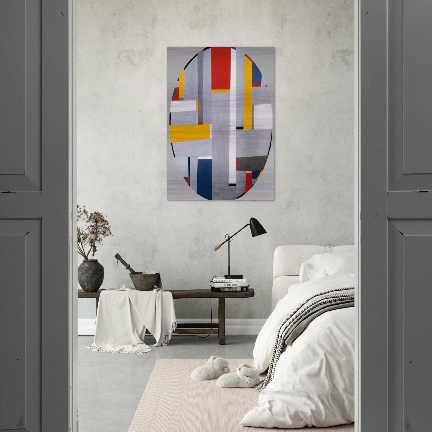 Relational Painting, Tondo #36 - 1955 - Fritz Glarner Brushed Aluminum Print - 70x100 cm / 28x40 inches | Fritz Glarner Aluminum Print | Fritz Glarner Prints