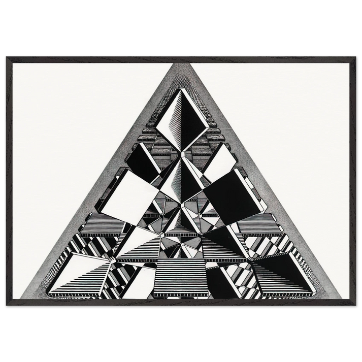 THREE INTERSECTING PLANES - MC Escher 70x100 cm / 28x40 inches Framed Art Print – Black Wooden Frame | Maurits Cornelis Escher Prints