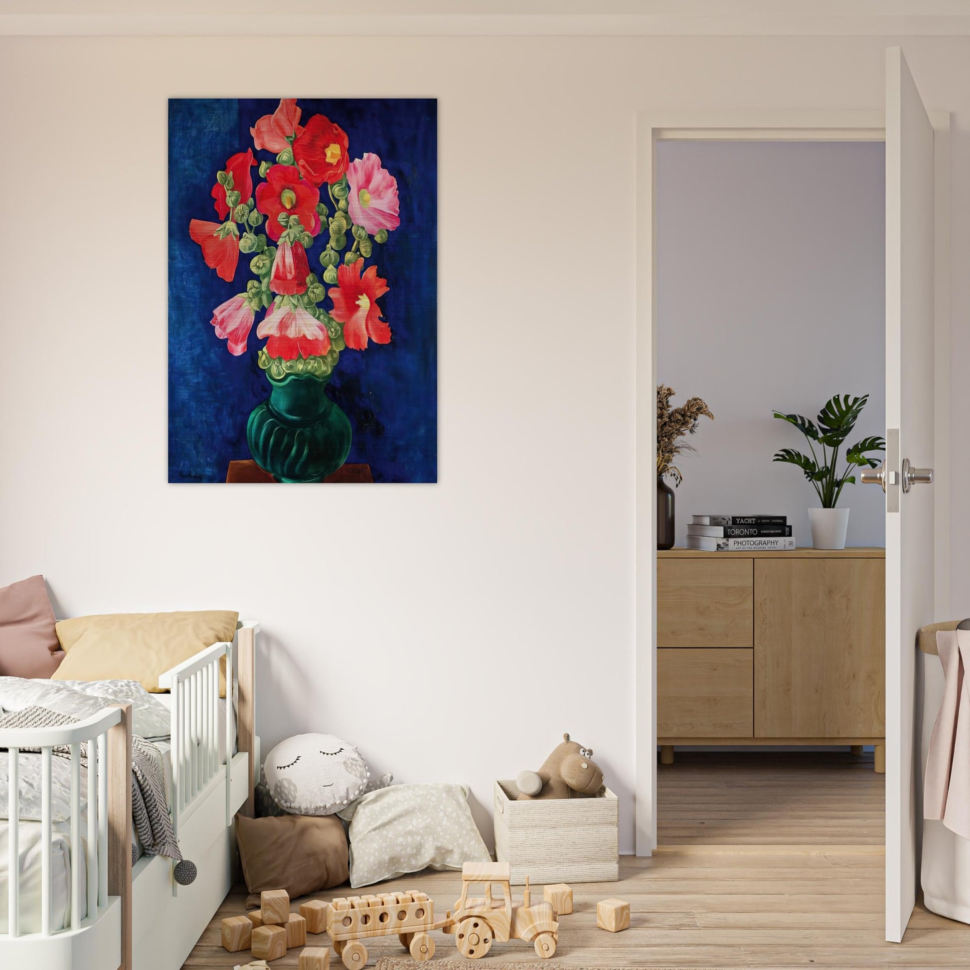 HOLLYHOCKS 1939 - Moise Kisling Brushed Aluminum Print - 70x100 cm / 28x40 inches | Moise Kisling Aluminum Print | Moise Kisling Prints