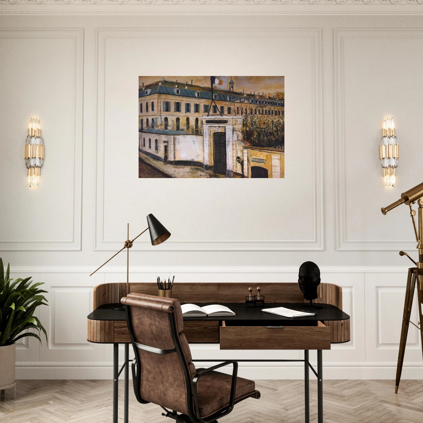 MILITARY HOSPITAL - Maurice Utrillo Brushed Aluminum Print - 70x100 cm / 28x40 inches | Maurice Utrillo Aluminum Print | Maurice Utrillo Prints
