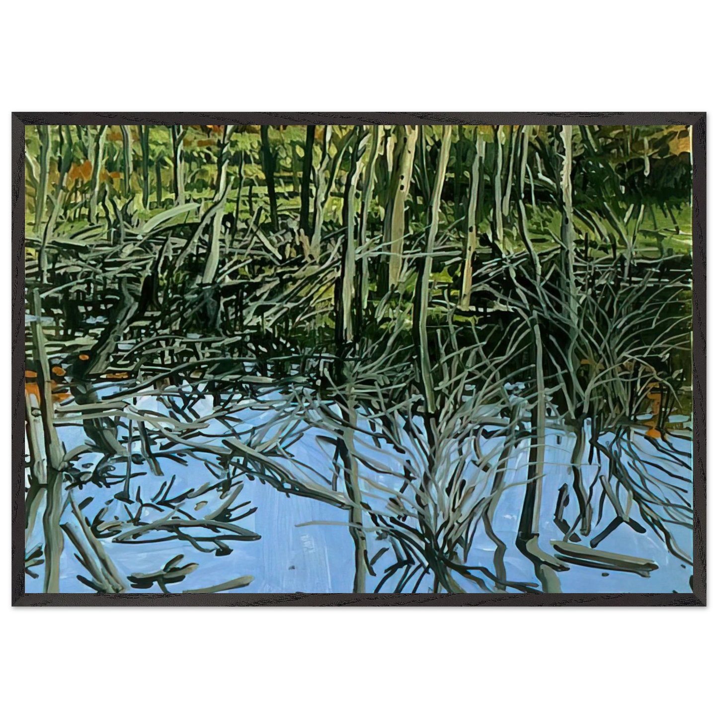 Study for Low Water - Knights Flowage - 1980 - Neil Welliver 70x100 cm / 28x40 inches Framed Art Print – Black Wooden Frame