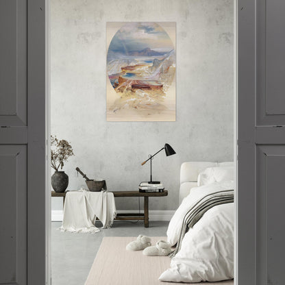 Minerva Terrace Yellowstone - Thomas Moran Brushed Aluminum Print - 70x100 cm / 28x40 inches | Thomas Moran Aluminum Print | Thomas Moran Prints