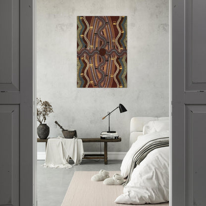 Possum Dreaming - 1981 - Clifford Possum Tjapaltjarri Brushed Aluminum Print - 70x100 cm / 28x40 inches | Clifford Possum Tjapaltjarri Aluminum Print | Clifford Possum Tjapaltjarri Prints