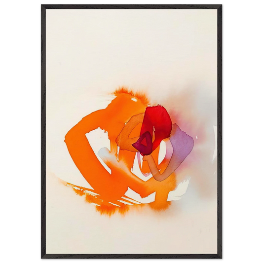 UNTITLED ORANGE RED AND PURPLE - Luis Feito 70x100 cm / 28x40 inches Framed Art Print – Black Wooden Frame
