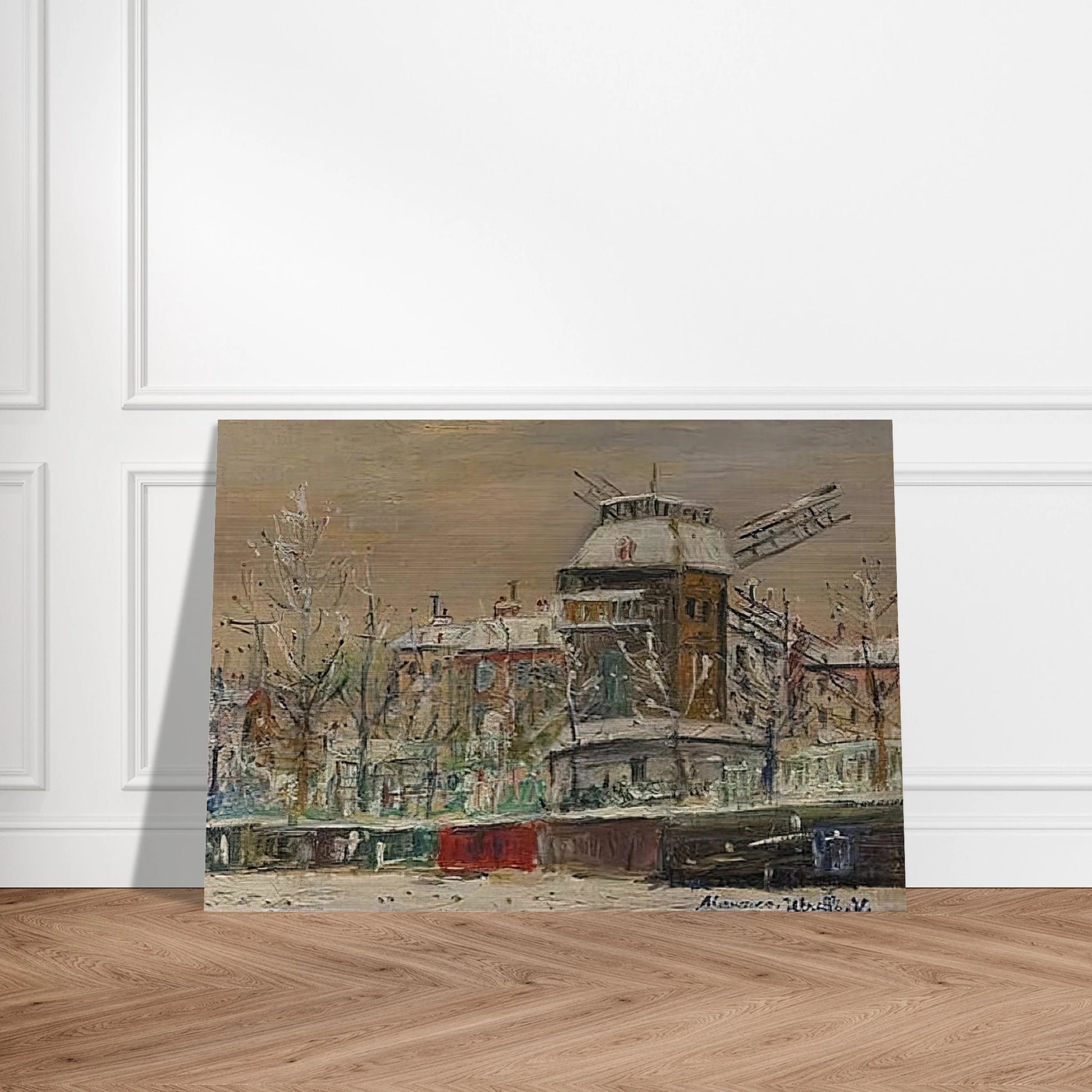 MOULIN DE LA GALETTE UNDER THE SNOW 1 - Maurice Utrillo Brushed Aluminum Print - 70x100 cm / 28x40 inches | Maurice Utrillo Aluminum Print | Maurice Utrillo Prints