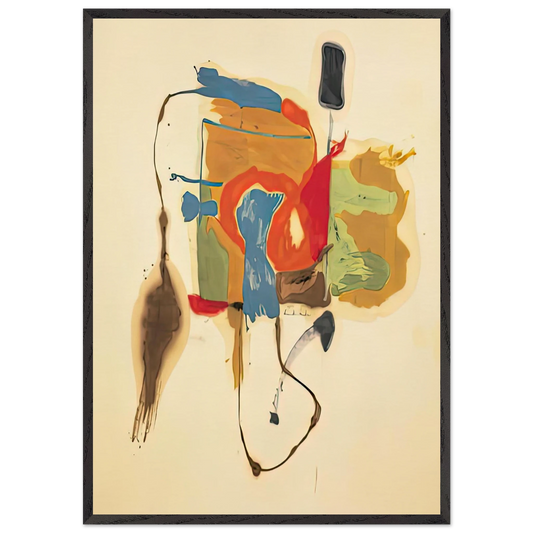 Blue Form in a Scene 1961- - Helen Frankenthaler 70x100 cm / 28x40 inches Framed Art Print – Black Wooden Frame
