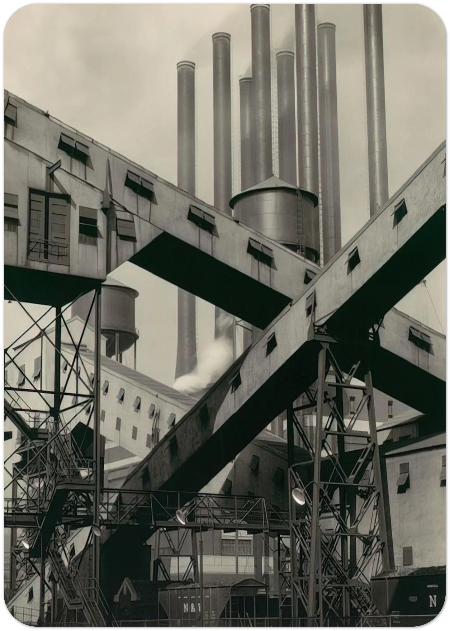 Criss-Crossed Conveyors, River Rouge Plant, Ford Motor Company - 1927 By Charles Sheeler Pack of 10 Post Cards | Charles Sheeler Post Cards | A6 (10.5 x 14.8 cm) - 4.1 x 5.8 inches