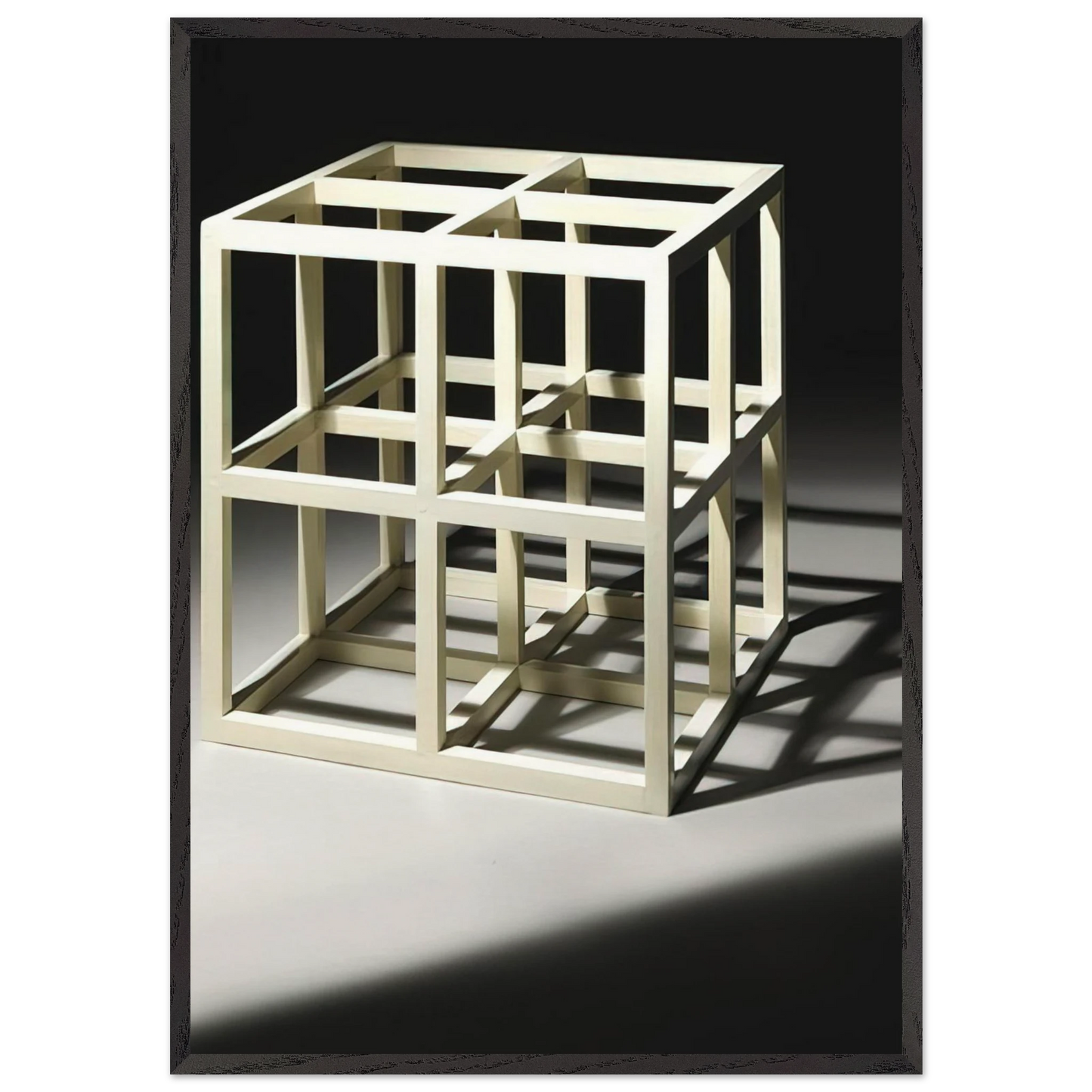 8 Part Cube - Sol LeWitt 70x100 cm / 28x40 inches Framed Art Print – Black Wooden Frame