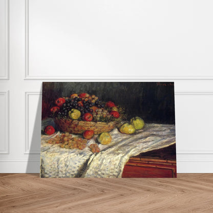 Fruit Basket with Apples and Grapes - claude monet Brushed Aluminum Print - 70x100 cm / 28x40 inches | claude monet Aluminum Print | claude monet Prints