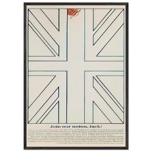 Join our union Jack Young Commonwealth Artists - 1962 - Billy Apple 70x100 cm / 28x40 inches Framed Art Print – Black Wooden Frame
