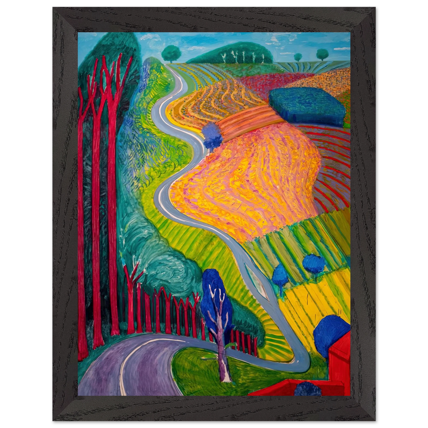 David Hockney - David Hockney Wall art - 13x18 cm / 5x7 inches - Premium Wooden Framed Poster With Fine Art Paper-canvas - Wood frame