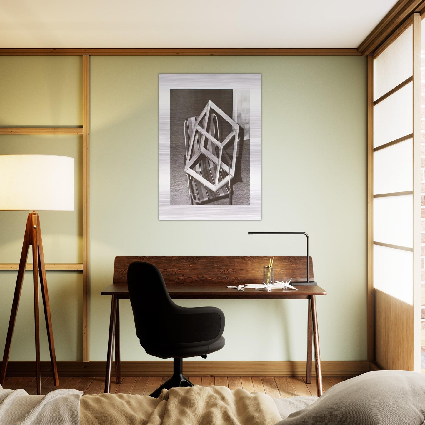 CUBE ON LAWNCHAIR - Gerhard Richter Brushed Aluminum Print - 70x100 cm / 28x40 inches | Gerhard Richter Aluminum Print | Gerhard Richter Prints