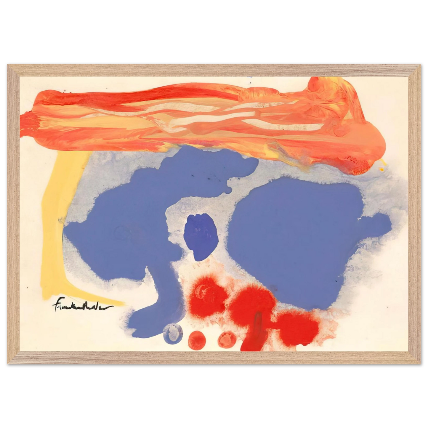 Helen Frankenthaler - Summerscene, Provincetown - 1961 Wall art - A2 (42 x 59.4  cm) - Premium Wooden Framed Poster With Fine Art Paper-canvas - White frame