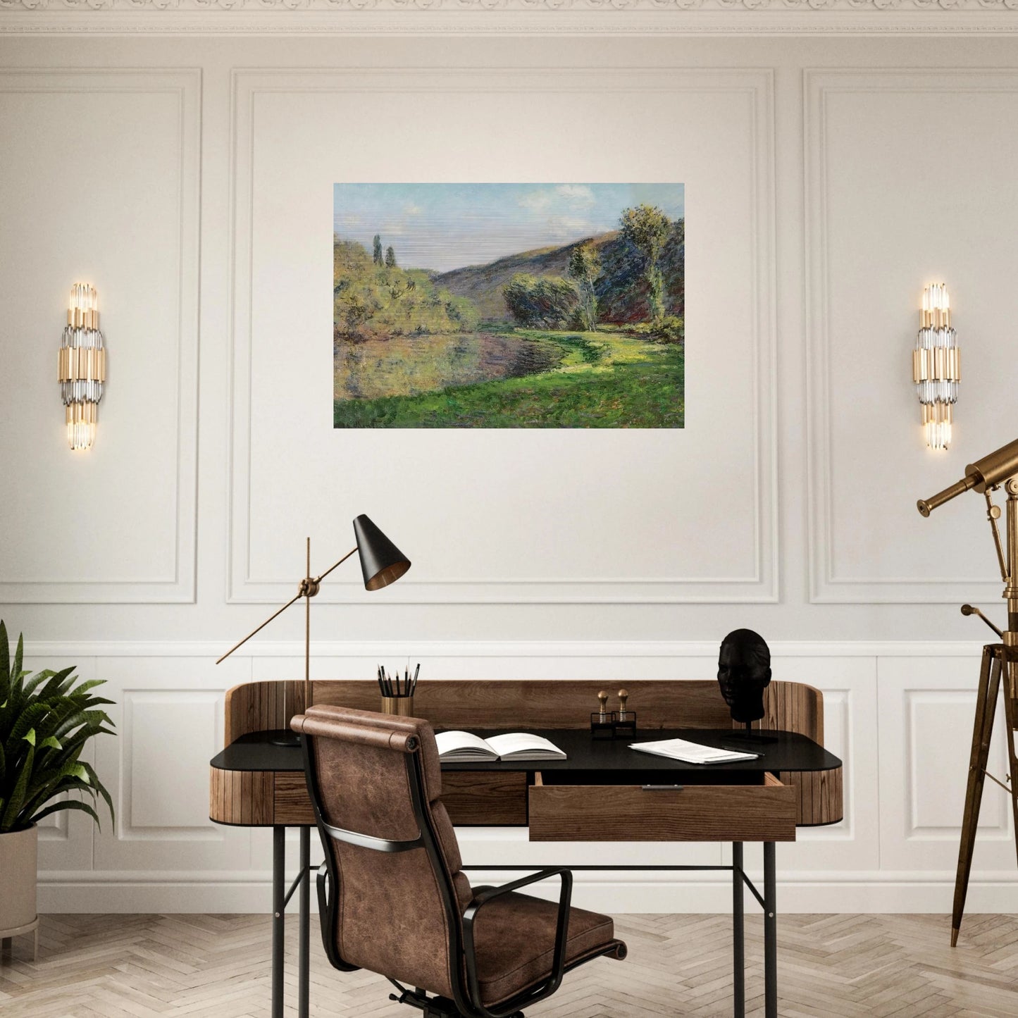 The Arm of the Siene at Jeufosse, Afternoon - claude monet Brushed Aluminum Print - 70x100 cm / 28x40 inches | claude monet Aluminum Print | claude monet Prints