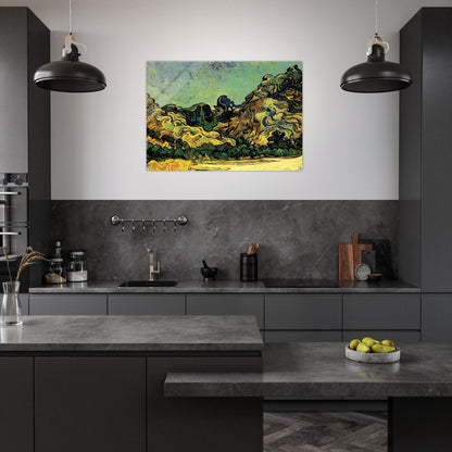Mountains at Saint-Remy with Dark Cottage - Vincent van Gogh Acrylic Print - 70x100 cm / 28x40″ inches