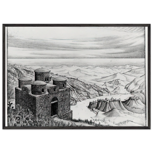 CATTOLICA OF STILO CALABRIA 1930 - MC Escher 70x100 cm / 28x40 inches Framed Art Print – Black Wooden Frame | Maurits Cornelis Escher Prints