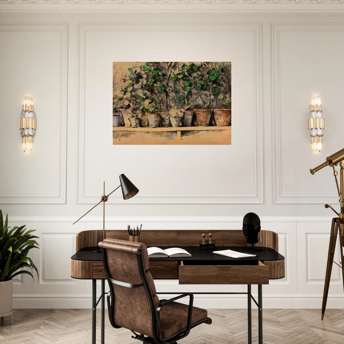 Flower Pots - Paul Cézanne Brushed Aluminum Print - 70x100 cm / 28x40 inches | Paul Cézanne Aluminum Print | Paul Cézanne Prints