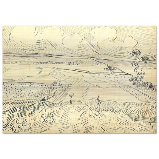 Wheat Fields - Vincent van Gogh Brushed Aluminum Print - 70x100 cm / 28x40 inches | Vincent van Gogh Aluminum Print | Vincent van Gogh Prints