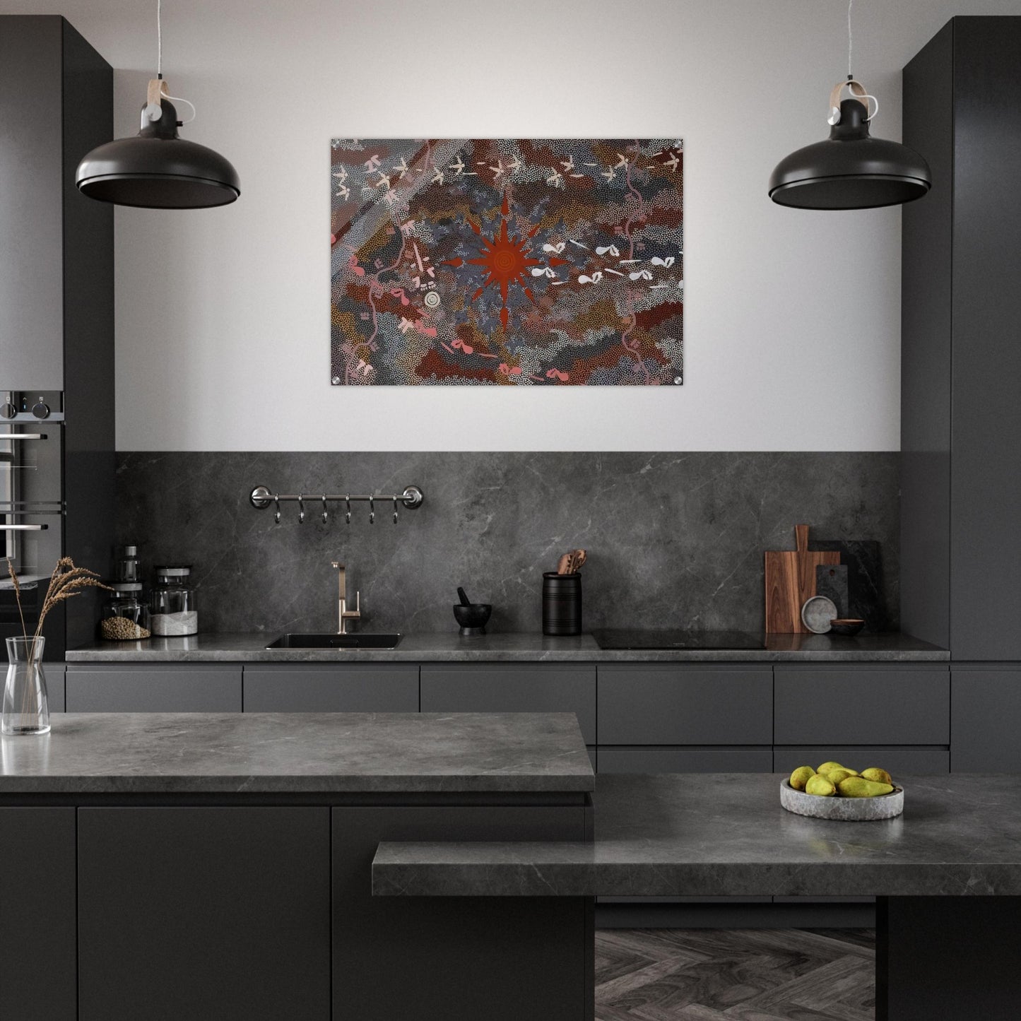 Fire Dreaming - 1996 - Clifford Possum Tjapaltjarri Acrylic Print - 70x100 cm / 28x40″ inches | Clifford Possum Tjapaltjarri Wall Art | Clifford Possum Tjapaltjarri Prints