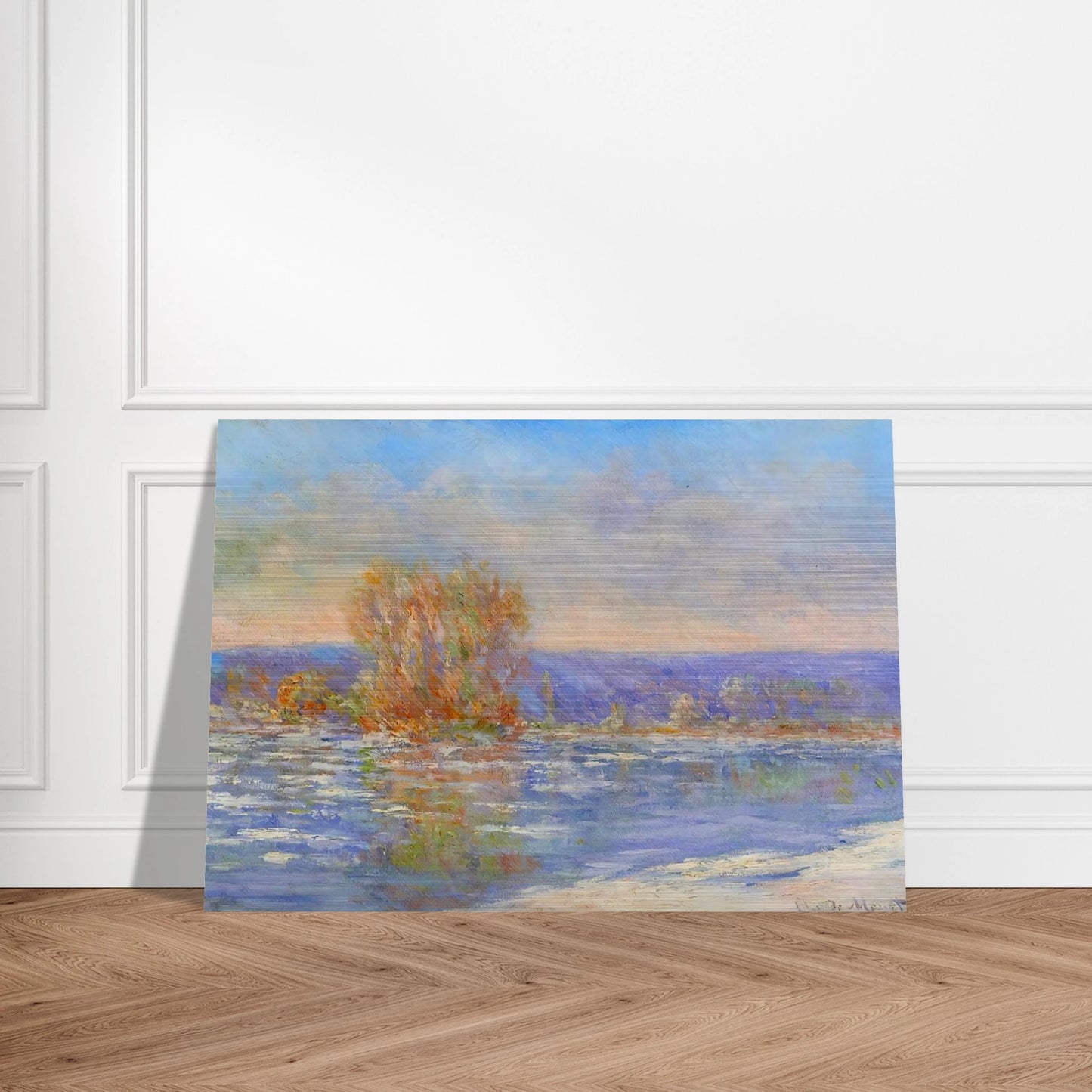Floating Ice near Bennecourt - claude monet Brushed Aluminum Print - 70x100 cm / 28x40 inches | claude monet Aluminum Print | claude monet Prints