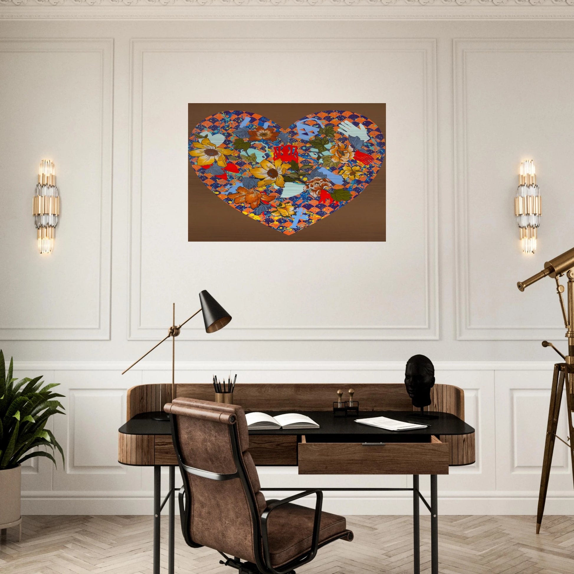 Our Stenciled Heart - 2008 - Miriam Schapiro Brushed Aluminum Print - 70x100 cm / 28x40 inches | Miriam Schapiro Aluminum Print | Miriam Schapiro Prints