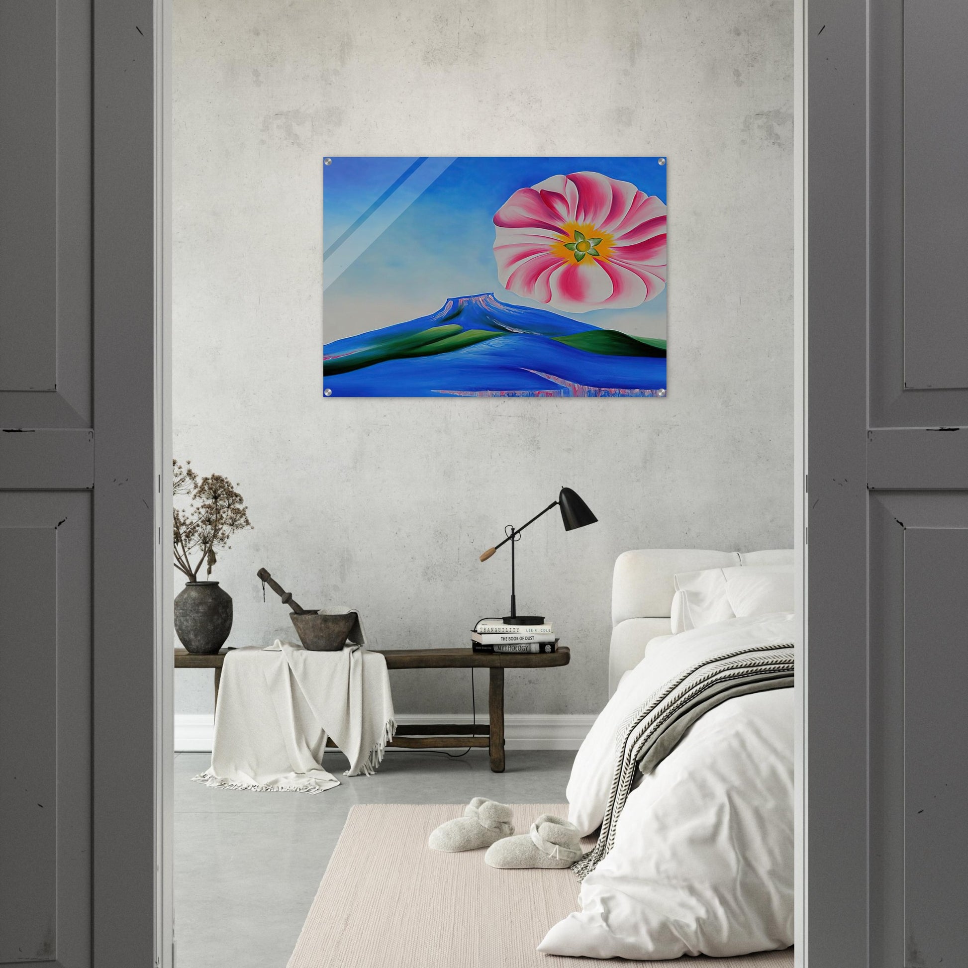 Hollyhock Pink with Pedernal - Georgia O'Keeffe Acrylic Print - 70x100 cm / 28x40″ inches