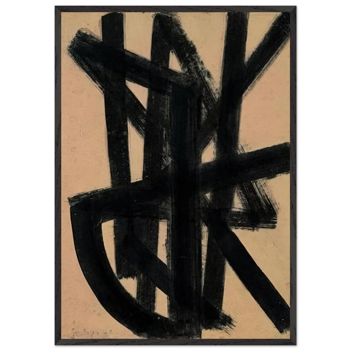Brou de noix 65 x 50 cm 1948 - 1948 - Pierre Soulages 70x100 cm / 28x40 inches Framed Art Print – Black Wooden Frame