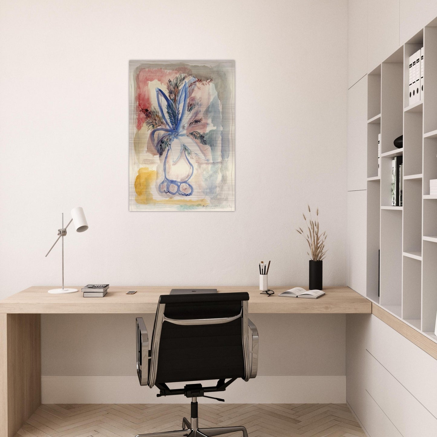 FLOWER VASE 1942 - Rene Portocarrero Brushed Aluminum Print - 70x100 cm / 28x40 inches | Rene Portocarrero Aluminum Print | Rene Portocarrero Prints