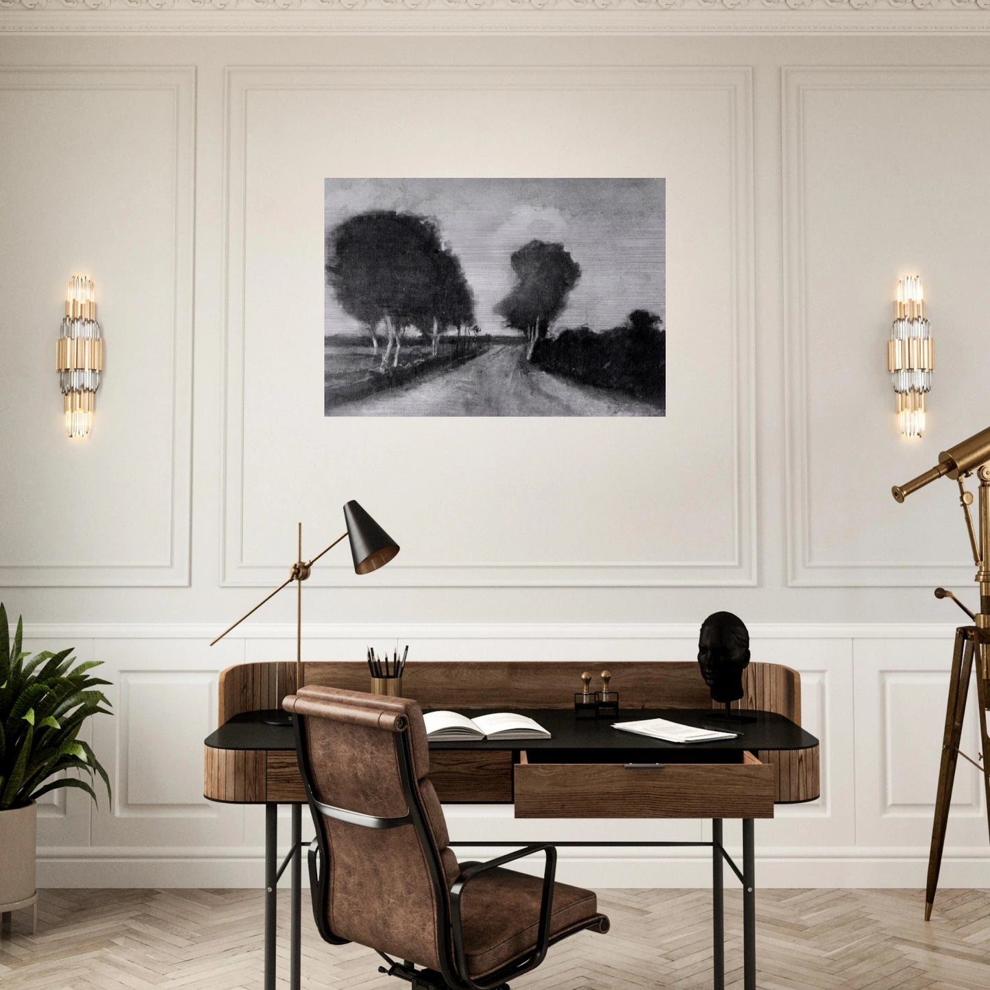 Country Lane with Trees - Vincent van Gogh Brushed Aluminum Print - 70x100 cm / 28x40 inches | Vincent van Gogh Aluminum Print | Vincent van Gogh Prints