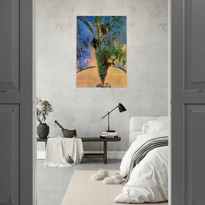 Still Life Glass with Wild Flowers - Vincent van Gogh Brushed Aluminum Print - 70x100 cm / 28x40 inches | Vincent van Gogh Aluminum Print | Vincent van Gogh Prints