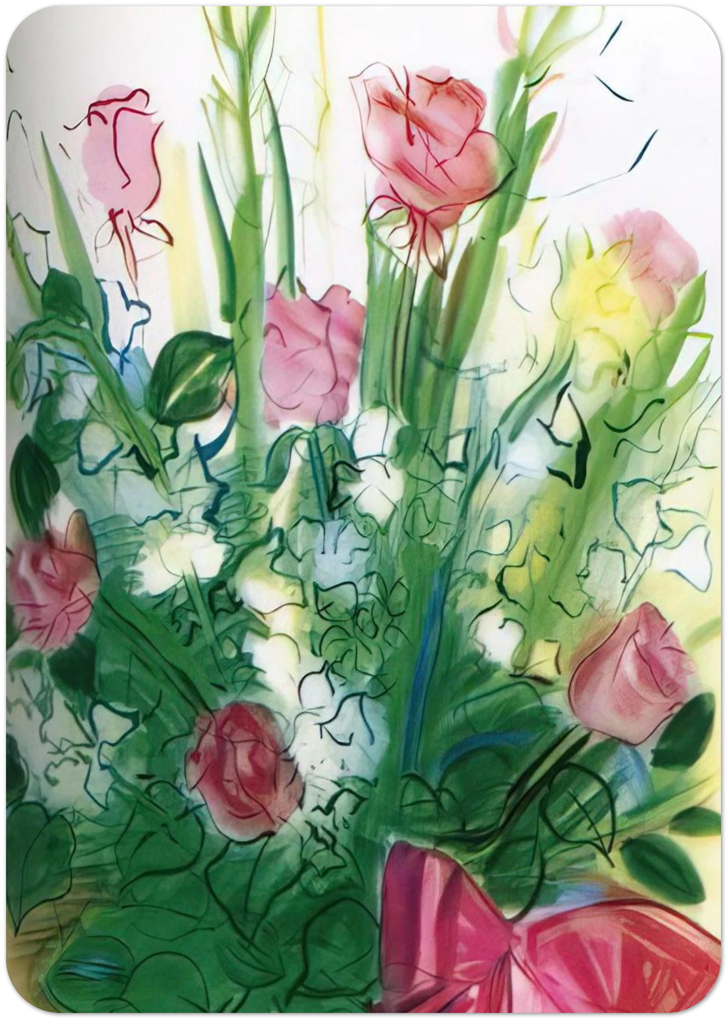 BOUQUET OF ROSES By Raoul Dufy Pack of 10 Post Cards | Raoul Dufy Post Cards | A6 (10.5 x 14.8 cm) - 4.1 x 5.8 inches