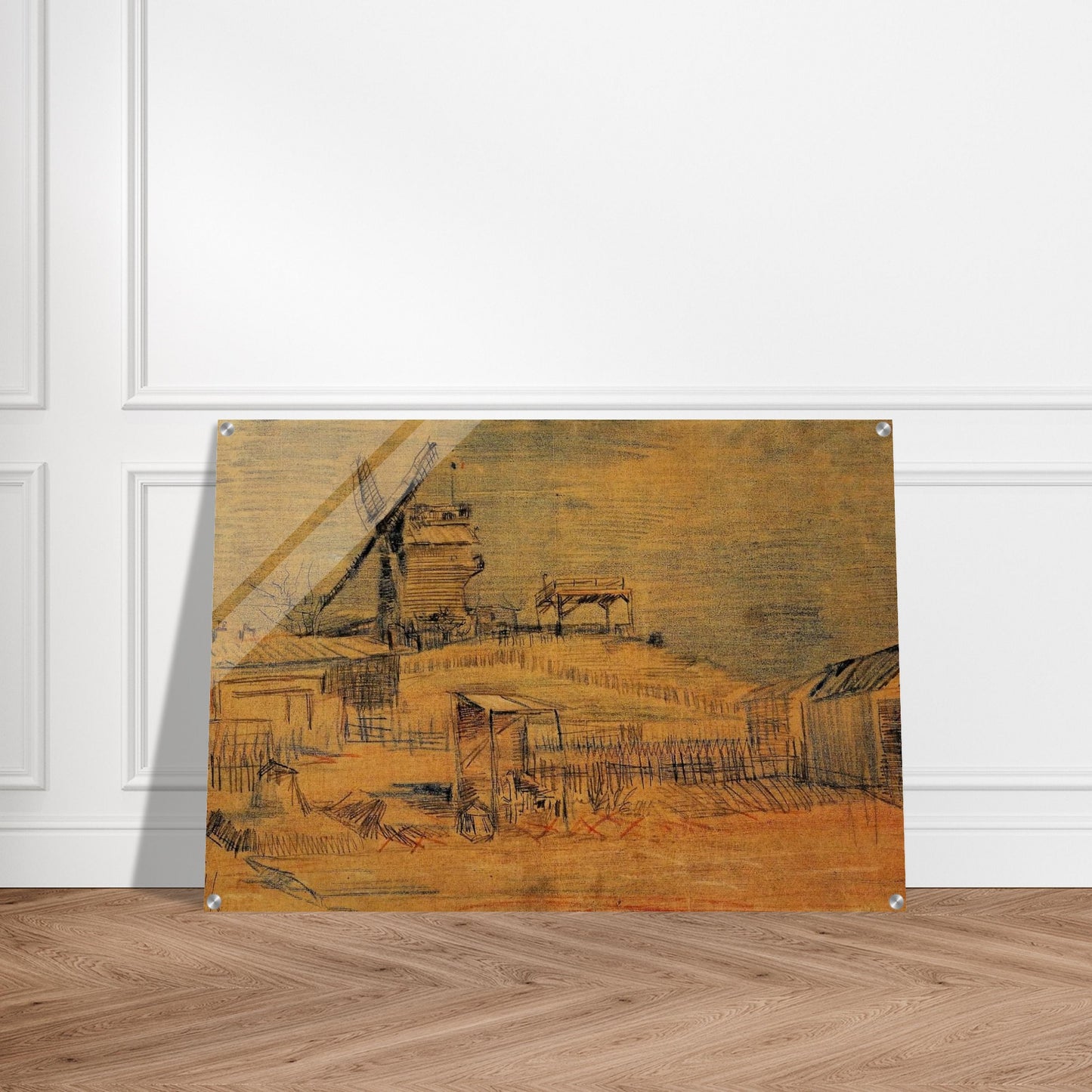 Gardens on Montmartre and the Blute-Fin Windmill - Vincent van Gogh Acrylic Print - 70x100 cm / 28x40″ inches