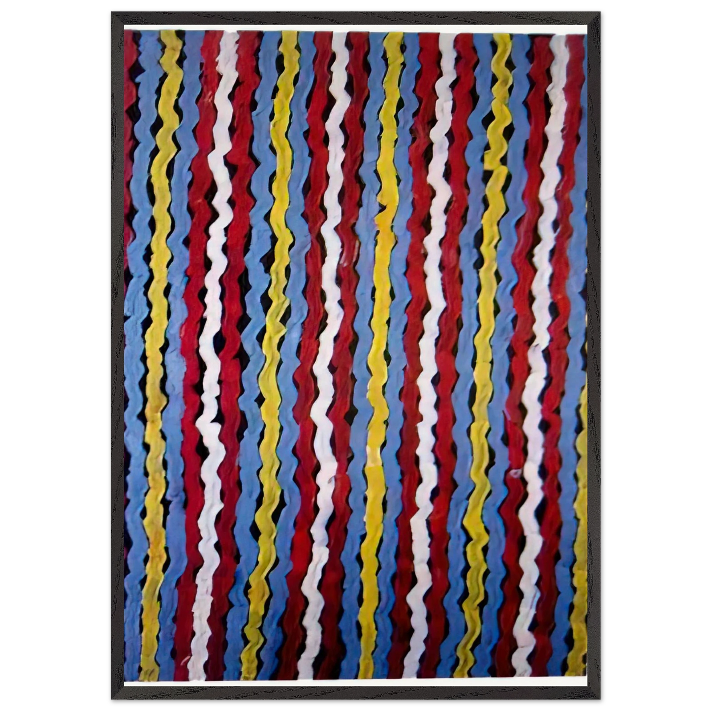 Spear Dreaming - Native Art - Clifford Possum Tjapaltjarri 70x100 cm / 28x40 inches Framed Art Print – Black Wooden Frame