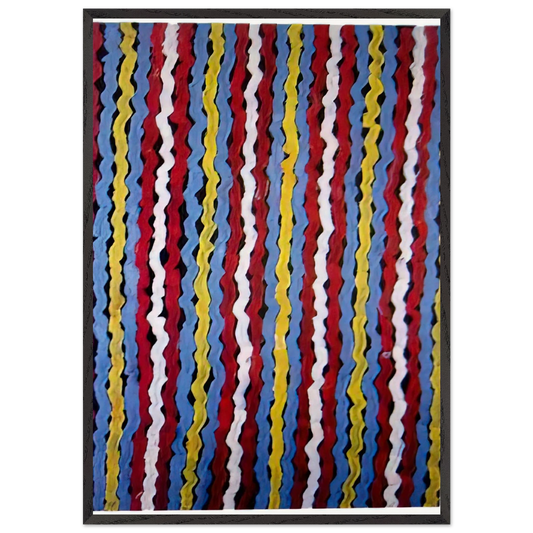 Spear Dreaming - Native Art - Clifford Possum Tjapaltjarri 70x100 cm / 28x40 inches Framed Art Print – Black Wooden Frame