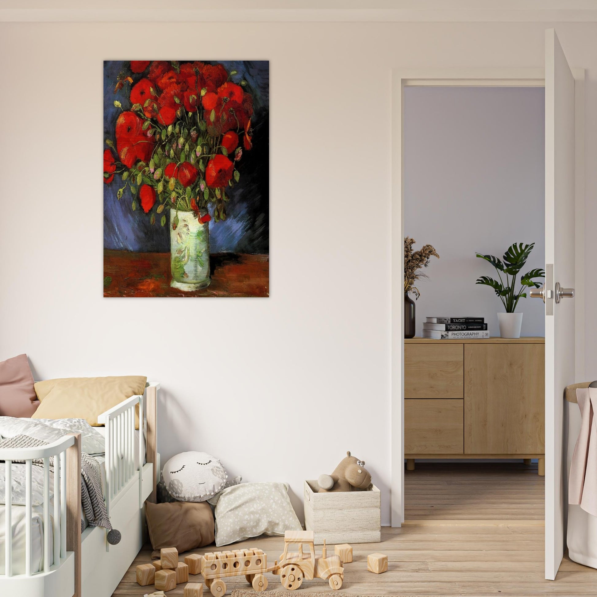 Vase with Red Poppies - Vincent van Gogh Brushed Aluminum Print - 70x100 cm / 28x40 inches | Vincent van Gogh Aluminum Print | Vincent van Gogh Prints