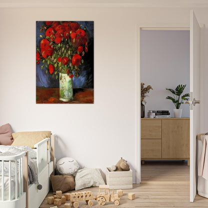 Vase with Red Poppies - Vincent van Gogh Brushed Aluminum Print - 70x100 cm / 28x40 inches | Vincent van Gogh Aluminum Print | Vincent van Gogh Prints