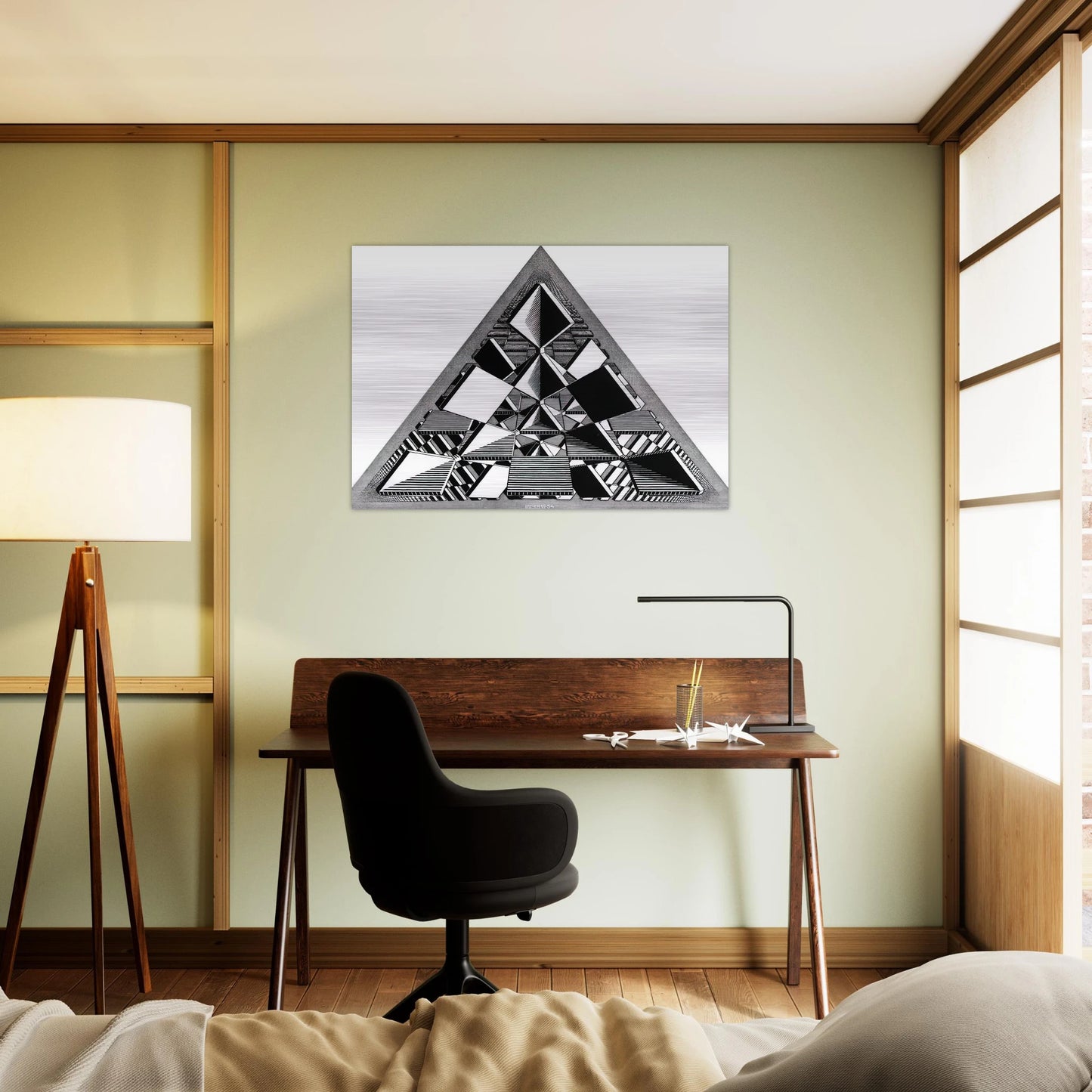 THREE INTERSECTING PLANES - MC Escher Brushed Aluminum Print - 70x100 cm / 28x40 inches | MC Escher Aluminum Print | MC Escher Prints | Maurits Cornelis Escher Prints
