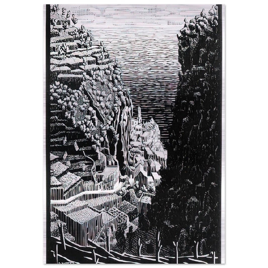ATRANI COAST OF AMALFI 1 - MC Escher Brushed Aluminum Print - 70x100 cm / 28x40 inches | MC Escher Aluminum Print | MC Escher Prints