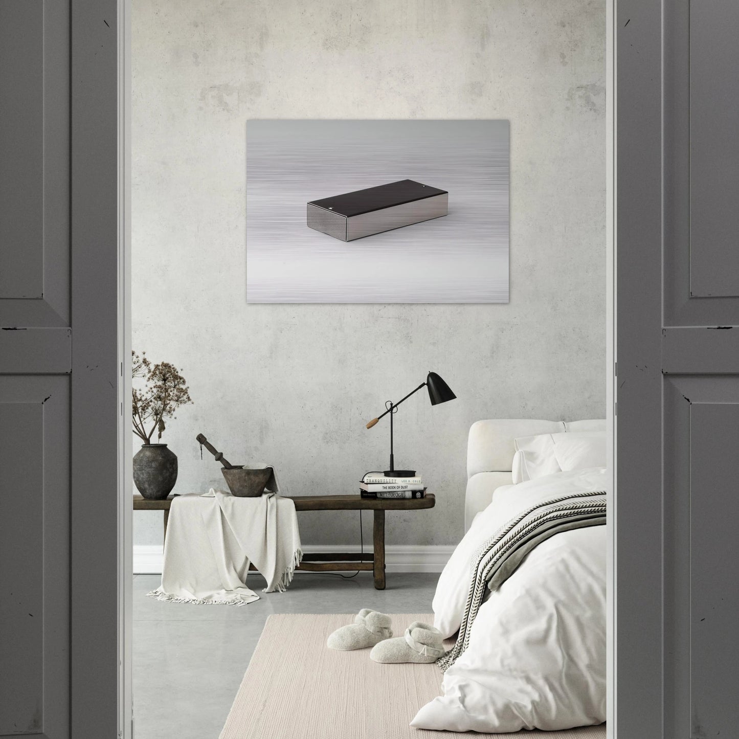 Double Ashtray Model No. 205A Cipro - 1974 - Bruno Munari Brushed Aluminum Print - 70x100 cm / 28x40 inches | Bruno Munari Aluminum Print | Bruno Munari Prints